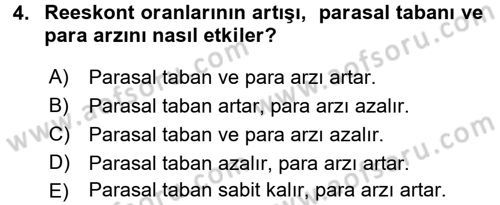Para Politikası Dersi 2015 - 2016 Yılı Tek Ders Sınav Soruları 4. Soru