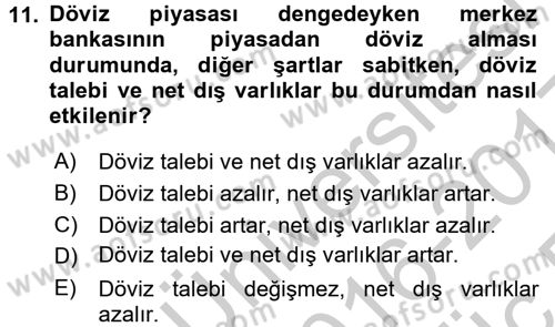 Para Politikası Dersi 2016 - 2017 Yılı 3 Ders Sınav Soruları 11. Soru