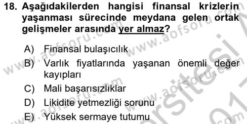 Para Politikası Dersi 2016 - 2017 Yılı 3 Ders Sınav Soruları 18. Soru