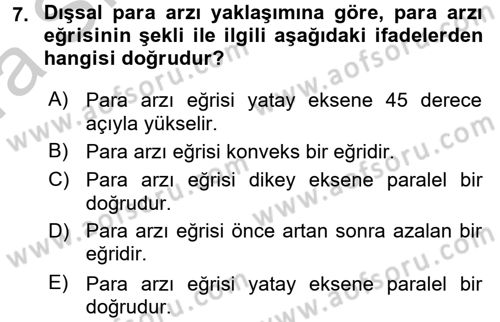 Para Politikası Dersi 2016 - 2017 Yılı (Vize) Ara Sınav Soruları 7. Soru