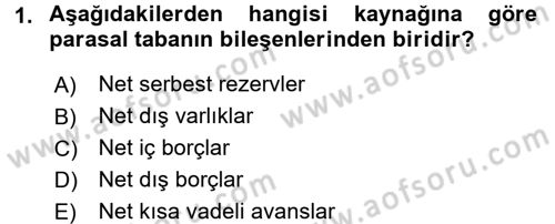 Para Politikası Dersi 2016 - 2017 Yılı (Final) Dönem Sonu Sınav Soruları 1. Soru
