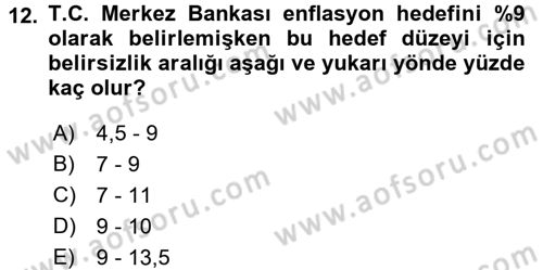 Para Politikası Dersi 2016 - 2017 Yılı (Final) Dönem Sonu Sınav Soruları 12. Soru