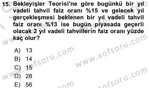 Para Politikası Dersi 2016 - 2017 Yılı (Final) Dönem Sonu Sınav Soruları 15. Soru