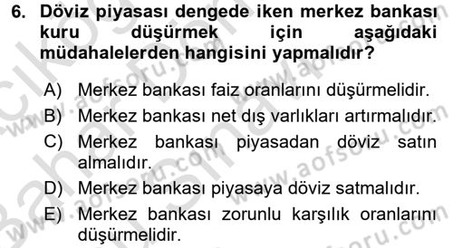 Para Politikası Dersi 2016 - 2017 Yılı (Final) Dönem Sonu Sınav Soruları 6. Soru