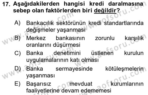 Para Politikası Dersi 2017 - 2018 Yılı 3 Ders Sınav Soruları 17. Soru