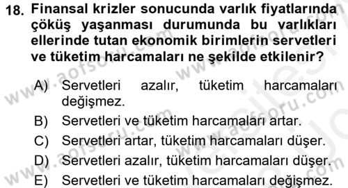 Para Politikası Dersi 2017 - 2018 Yılı 3 Ders Sınav Soruları 18. Soru
