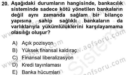 Para Politikası Dersi 2017 - 2018 Yılı 3 Ders Sınav Soruları 20. Soru