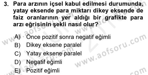 Para Politikası Dersi 2017 - 2018 Yılı 3 Ders Sınav Soruları 3. Soru