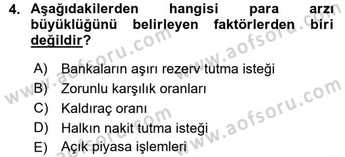 Para Politikası Dersi 2017 - 2018 Yılı 3 Ders Sınav Soruları 4. Soru