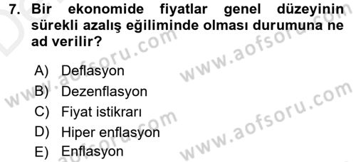 Para Politikası Dersi 2017 - 2018 Yılı 3 Ders Sınav Soruları 7. Soru