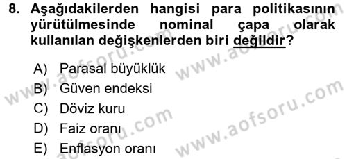 Para Politikası Dersi 2017 - 2018 Yılı 3 Ders Sınav Soruları 8. Soru