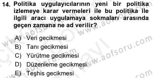 Para Politikası Dersi 2017 - 2018 Yılı (Final) Dönem Sonu Sınav Soruları 14. Soru