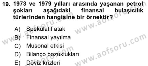 Para Politikası Dersi 2017 - 2018 Yılı (Final) Dönem Sonu Sınav Soruları 19. Soru