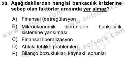 Para Politikası Dersi 2017 - 2018 Yılı (Final) Dönem Sonu Sınav Soruları 20. Soru