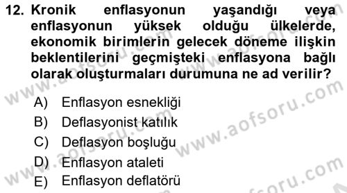 Para Politikası Dersi 2018 - 2019 Yılı 3 Ders Sınav Soruları 12. Soru