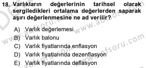 Para Politikası Dersi 2018 - 2019 Yılı 3 Ders Sınav Soruları 18. Soru