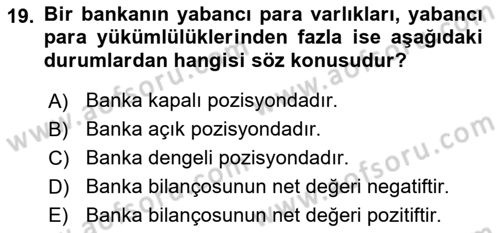Para Politikası Dersi 2018 - 2019 Yılı 3 Ders Sınav Soruları 19. Soru