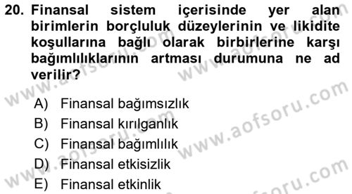 Para Politikası Dersi 2018 - 2019 Yılı 3 Ders Sınav Soruları 20. Soru