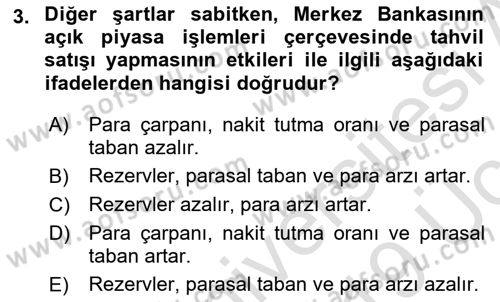 Para Politikası Dersi 2018 - 2019 Yılı 3 Ders Sınav Soruları 3. Soru