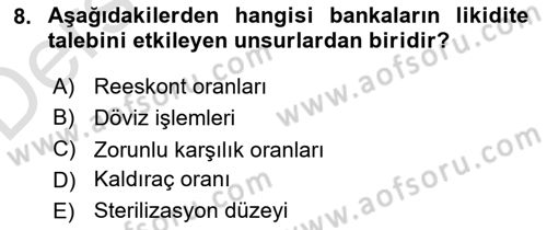 Para Politikası Dersi 2018 - 2019 Yılı 3 Ders Sınav Soruları 8. Soru