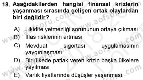 Para Politikası Dersi 2018 - 2019 Yılı (Final) Dönem Sonu Sınav Soruları 18. Soru