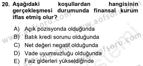 Para Politikası Dersi 2018 - 2019 Yılı (Final) Dönem Sonu Sınav Soruları 20. Soru
