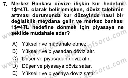 Para Politikası Dersi 2018 - 2019 Yılı (Final) Dönem Sonu Sınav Soruları 7. Soru