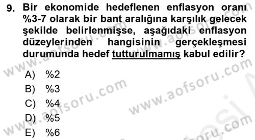 Para Politikası Dersi 2018 - 2019 Yılı (Final) Dönem Sonu Sınav Soruları 9. Soru