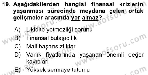 Para Politikası Dersi 2018 - 2019 Yılı Yaz Okulu Sınav Soruları 19. Soru