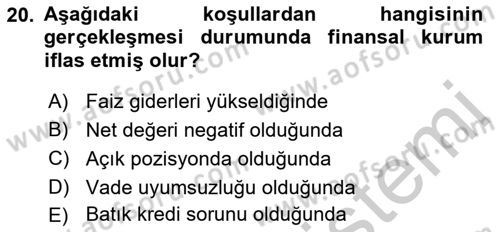 Para Politikası Dersi 2018 - 2019 Yılı Yaz Okulu Sınav Soruları 20. Soru