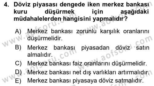 Para Politikası Dersi 2018 - 2019 Yılı Yaz Okulu Sınav Soruları 4. Soru