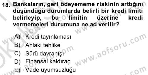 Para Politikası Dersi 2020 - 2021 Yılı Yaz Okulu Sınav Soruları 18. Soru