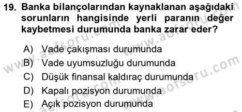Para Politikası Dersi 2020 - 2021 Yılı Yaz Okulu Sınav Soruları 19. Soru