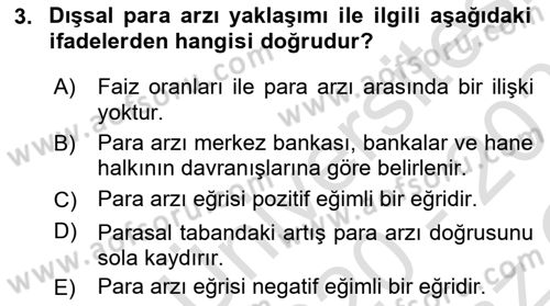 Para Politikası Dersi 2020 - 2021 Yılı Yaz Okulu Sınav Soruları 3. Soru