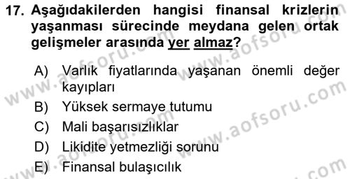 Para Politikası Dersi 2021 - 2022 Yılı (Final) Dönem Sonu Sınav Soruları 17. Soru