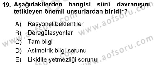 Para Politikası Dersi 2021 - 2022 Yılı (Final) Dönem Sonu Sınav Soruları 19. Soru