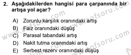Para Politikası Dersi 2021 - 2022 Yılı (Final) Dönem Sonu Sınav Soruları 2. Soru