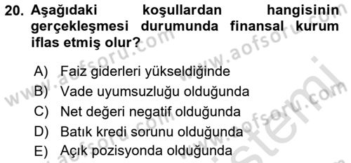 Para Politikası Dersi 2021 - 2022 Yılı (Final) Dönem Sonu Sınav Soruları 20. Soru