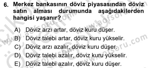 Para Politikası Dersi 2021 - 2022 Yılı (Final) Dönem Sonu Sınav Soruları 6. Soru