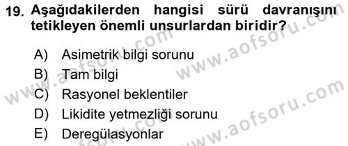 Para Politikası Dersi 2021 - 2022 Yılı Yaz Okulu Sınav Soruları 19. Soru
