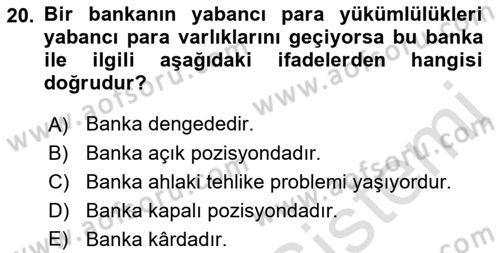 Para Politikası Dersi 2021 - 2022 Yılı Yaz Okulu Sınav Soruları 20. Soru