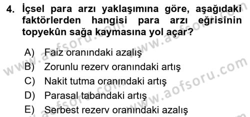 Para Politikası Dersi 2021 - 2022 Yılı Yaz Okulu Sınav Soruları 4. Soru