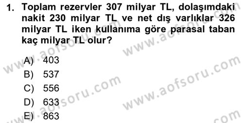 Para Politikası Dersi 2022 - 2023 Yılı Yaz Okulu Sınav Soruları 1. Soru