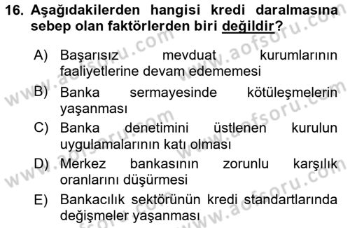 Para Politikası Dersi 2022 - 2023 Yılı Yaz Okulu Sınav Soruları 16. Soru