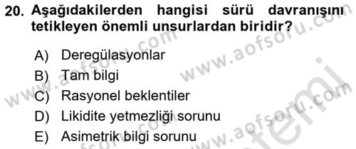Para Politikası Dersi 2022 - 2023 Yılı Yaz Okulu Sınav Soruları 20. Soru