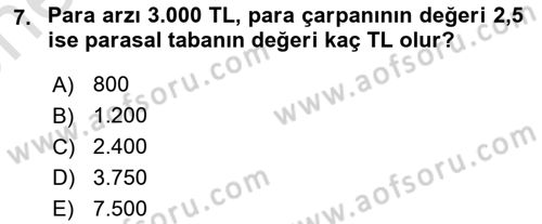 Para Politikası Dersi 2023 - 2024 Yılı (Vize) Ara Sınav Soruları 7. Soru