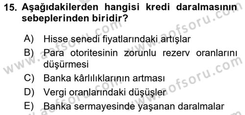 Para Politikası Dersi 2023 - 2024 Yılı (Final) Dönem Sonu Sınav Soruları 15. Soru
