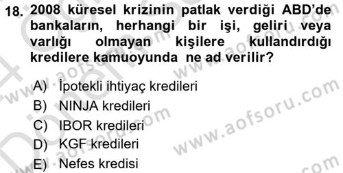 Para Politikası Dersi 2023 - 2024 Yılı (Final) Dönem Sonu Sınav Soruları 18. Soru