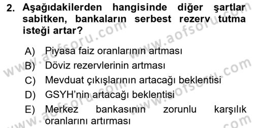 Para Politikası Dersi 2023 - 2024 Yılı (Final) Dönem Sonu Sınav Soruları 2. Soru