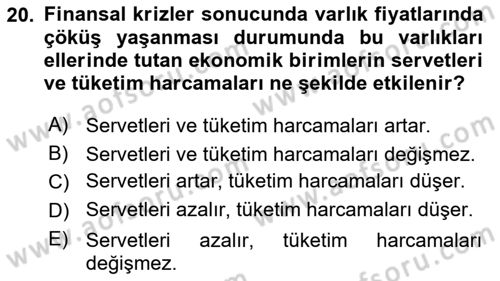 Para Politikası Dersi 2023 - 2024 Yılı (Final) Dönem Sonu Sınav Soruları 20. Soru